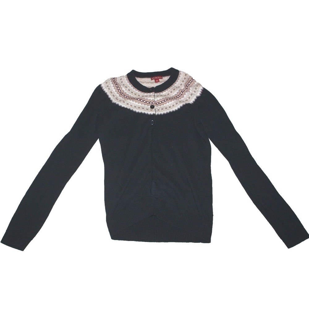 Merona Fair Isle Cardigan Sweater – Women's XS – Black‎ Pullover Knit